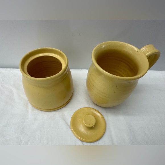 Cagle Road Hand Thrown Pottery Butter Yellow Cream & Sugar Set - Picture 2 of 4